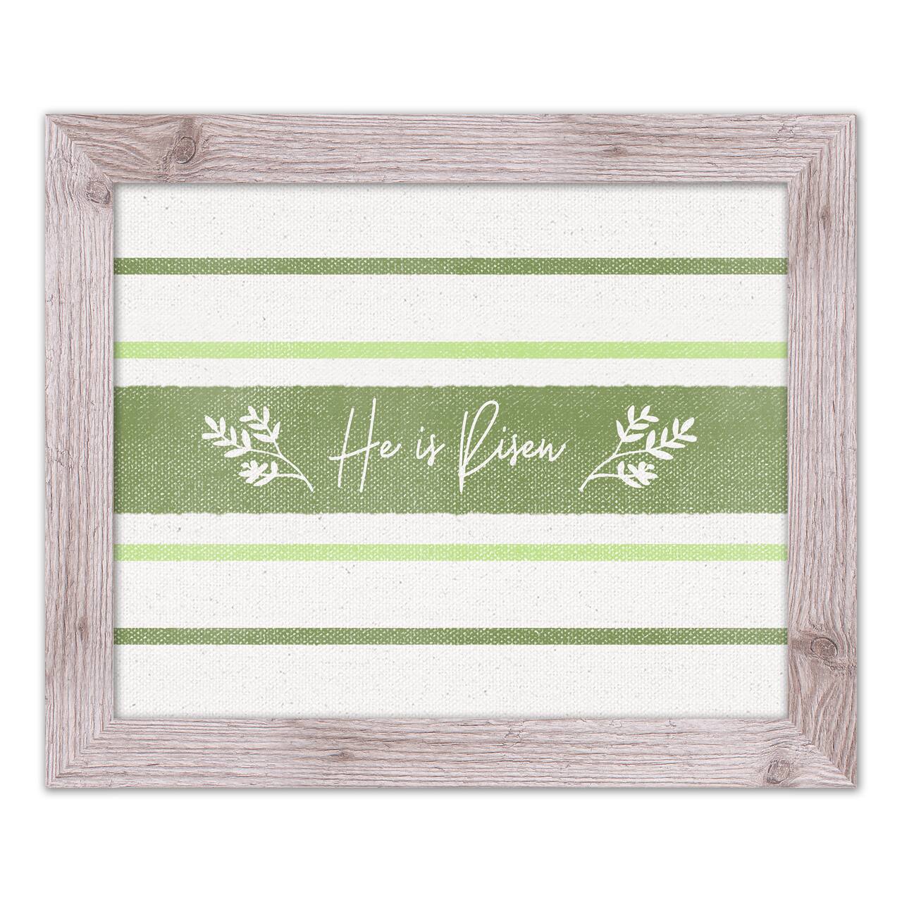 He Is Risen Green Stripes 2 16" x 20" Western White Framed Print
